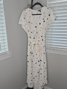 Lane Bryant White Polka Dot Maxi Dress - Multicolor Dots
